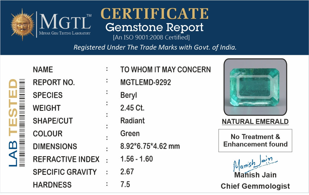 Emerald - 2.45 Carats