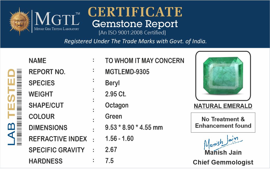 Emerald - 2.95 Carats
