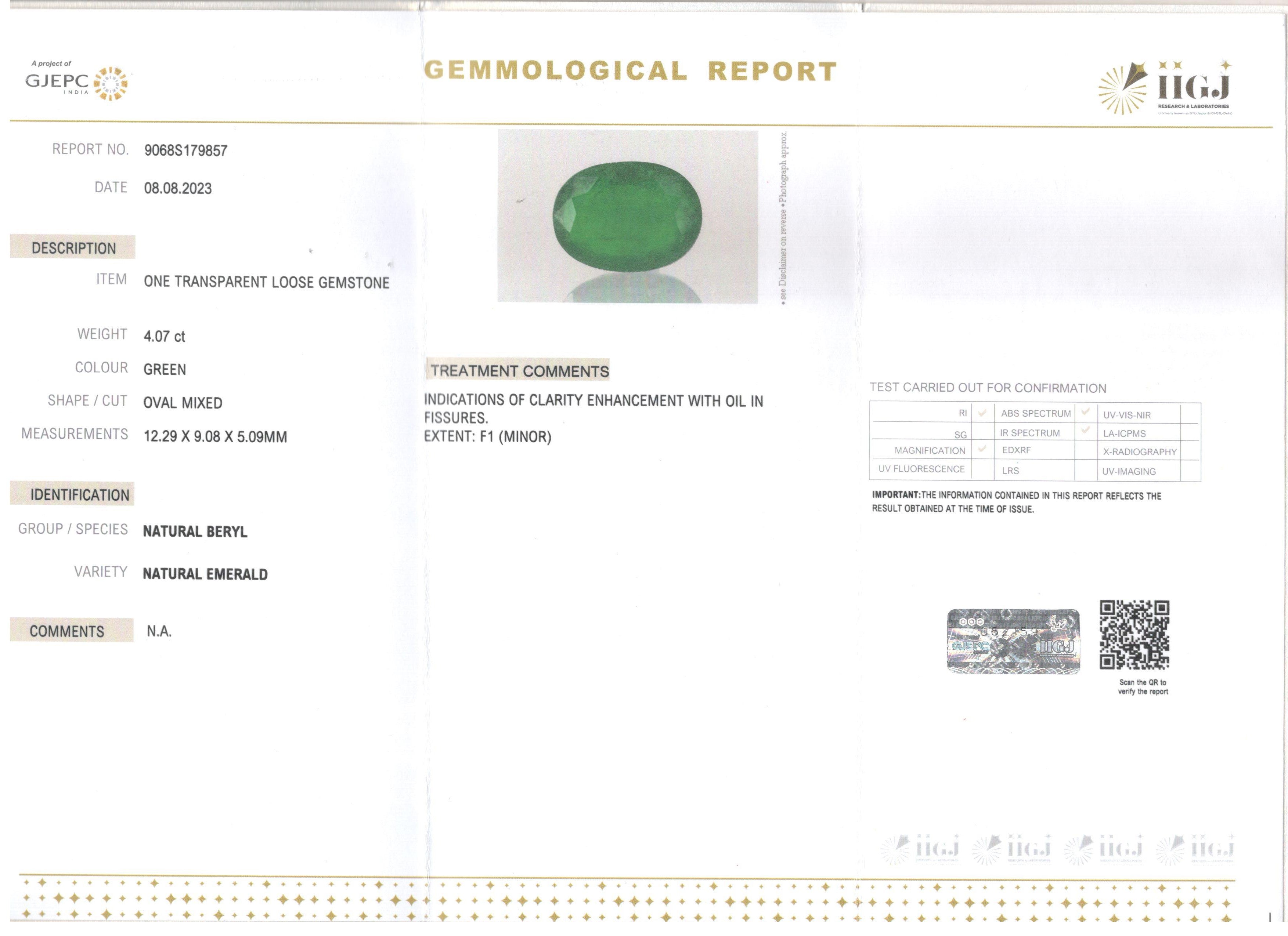 Zambian Emerald - 4.07 Carat Limited Quality EMD-9309