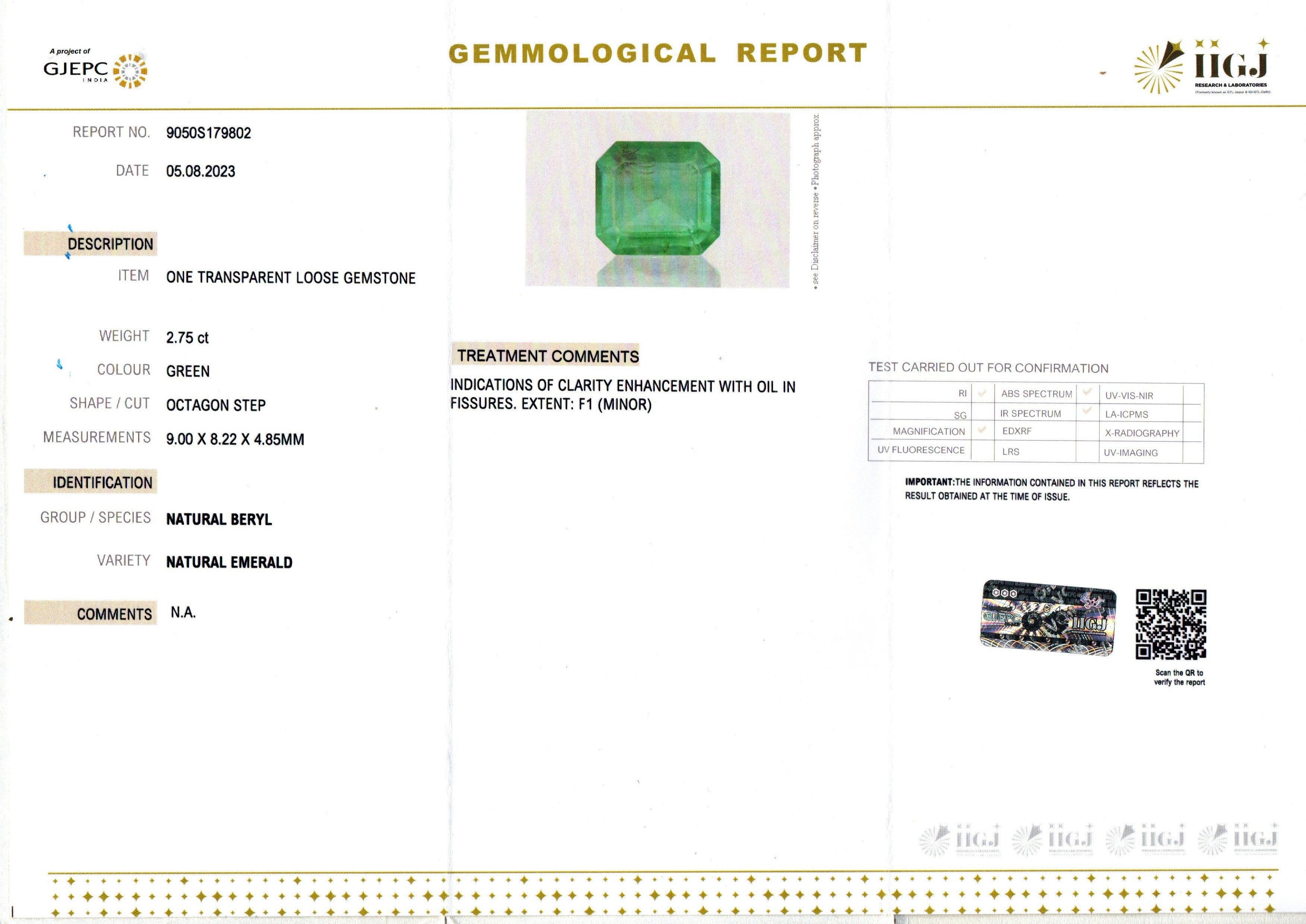 Zambian Emerald - 2.75 Carat Rare Quality EMD-9313