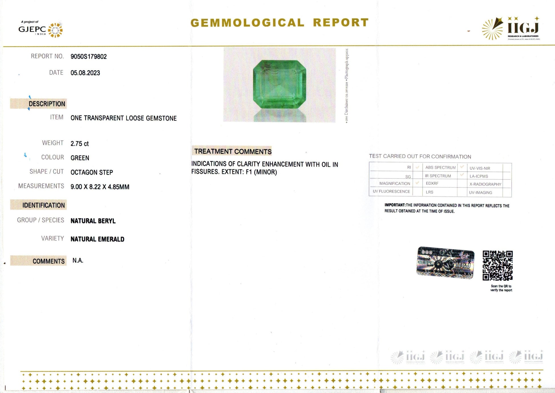 Emerald - 2.75 Carats