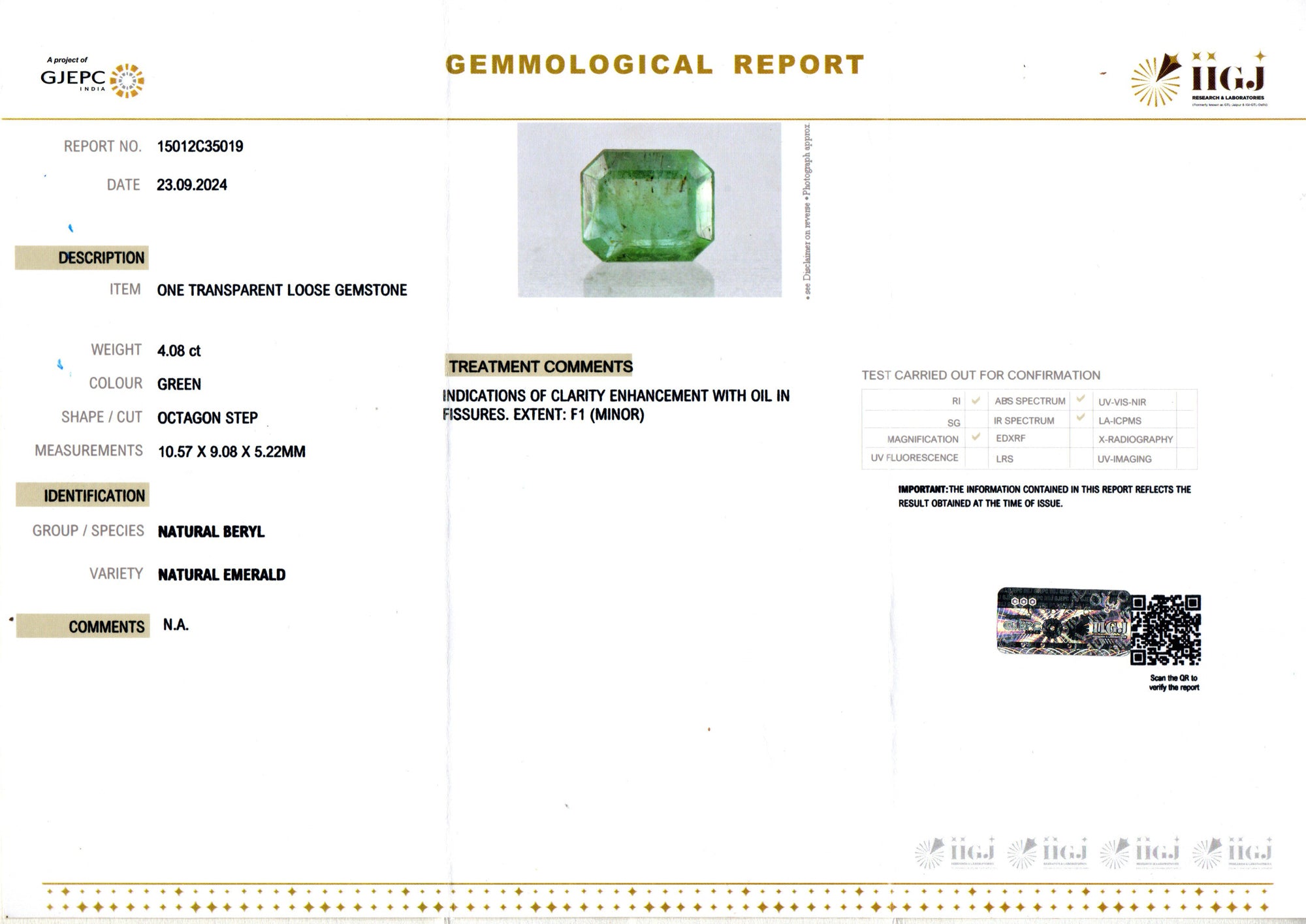 Zambian Emerald - 4.08 Carat Limited Quality EMD-9315