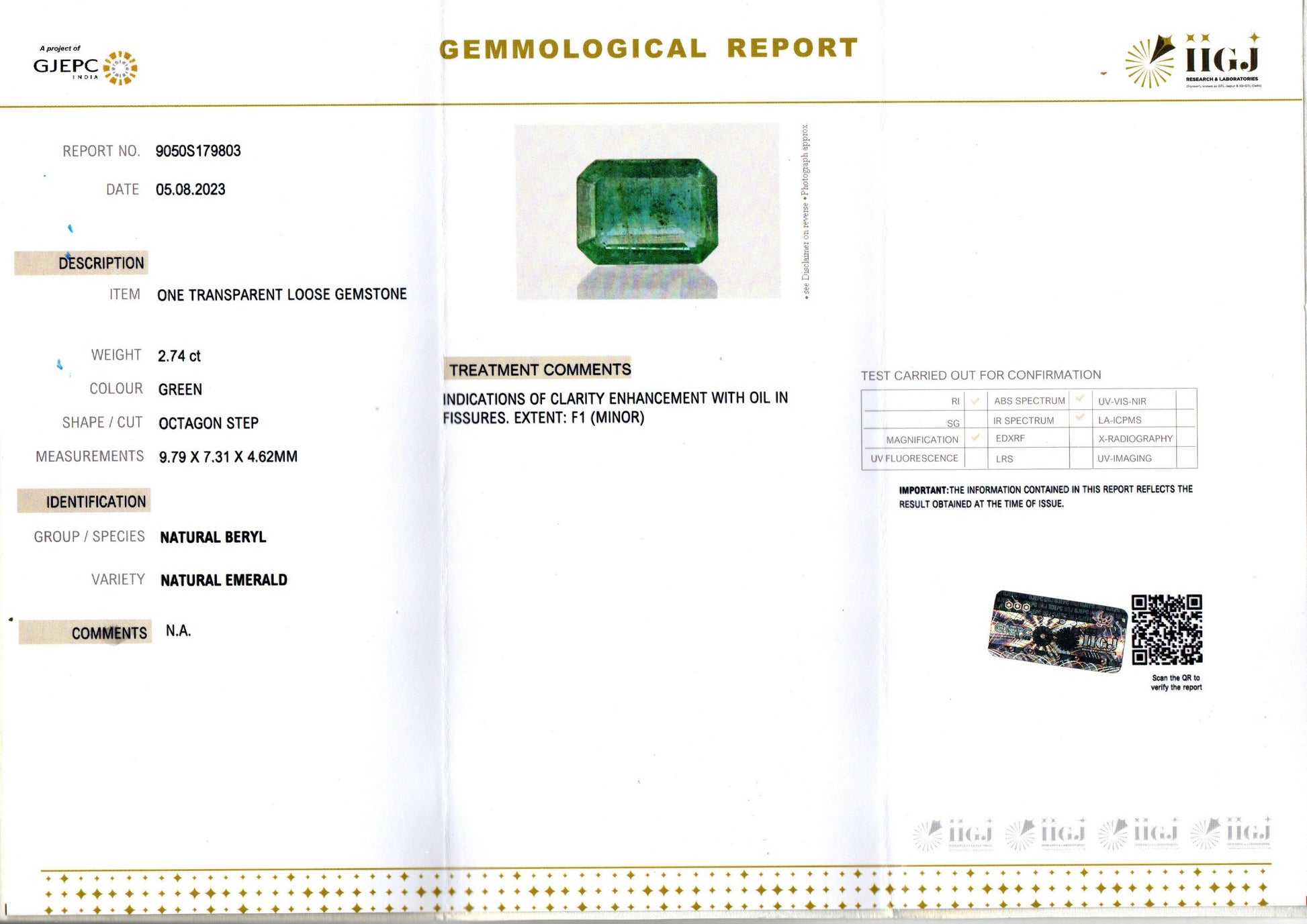 Zambian Emerald - 2.74 Carat Rare Quality EMD-9320