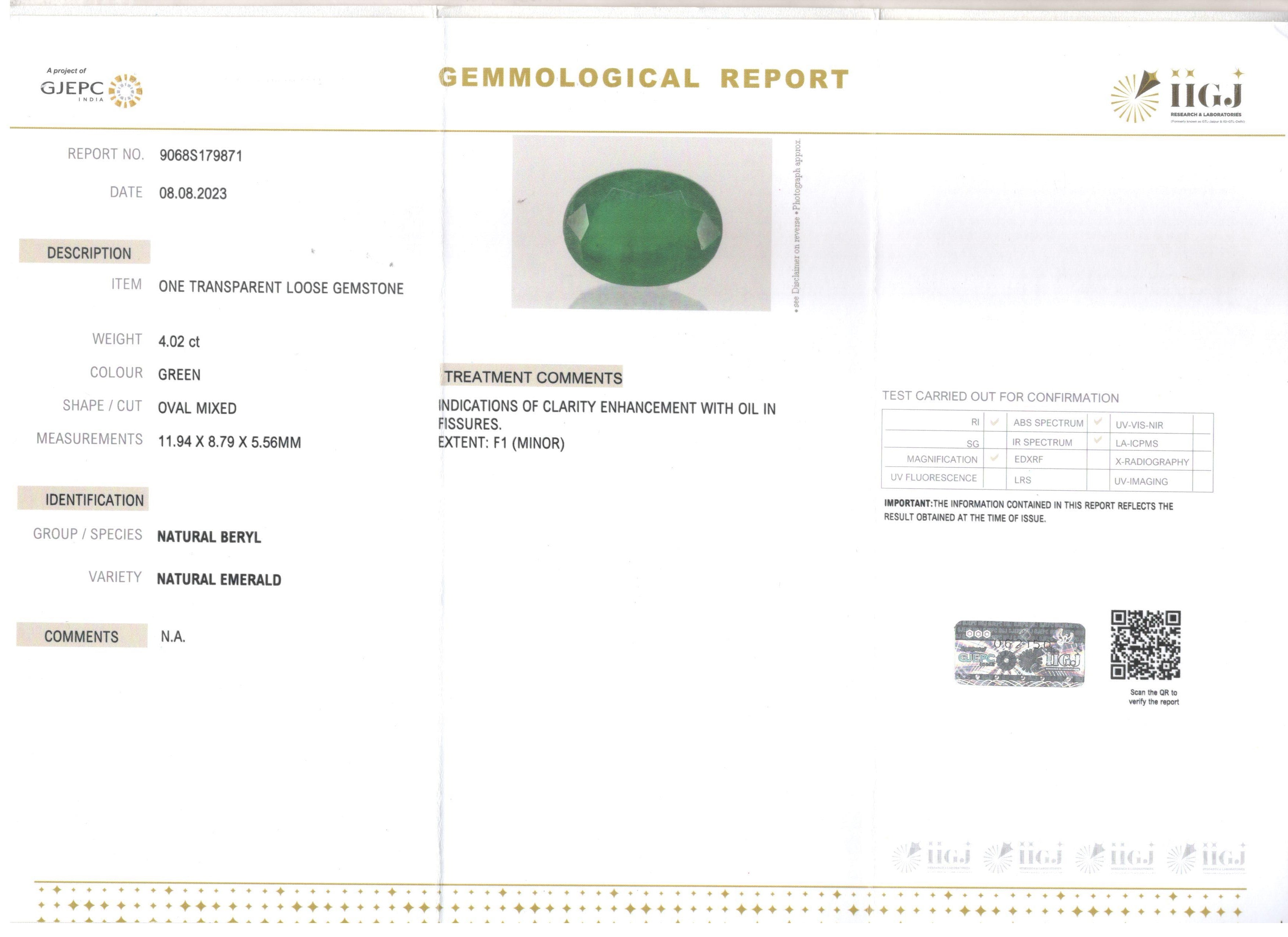 Zambian Emerald - 4.02 Carat Limited Quality EMD-9322