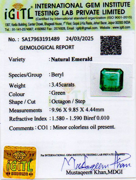 Zambian Emerald - 3.45 Carat Limited Quality EMD-9324