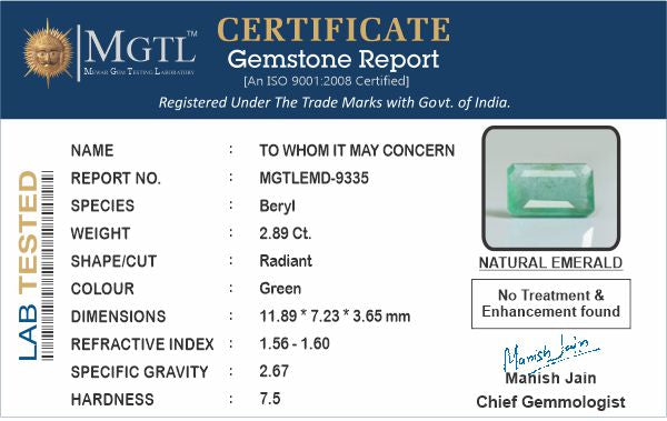 Emerald - 2.89 Carats