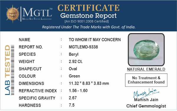 Emerald - 2.92 Carats