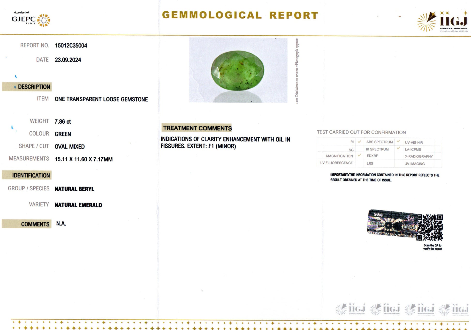 Emerald - 7.86 Carats