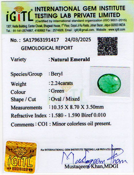 Zambian Emerald - 2.24 Carat Limited Quality EMD-9378