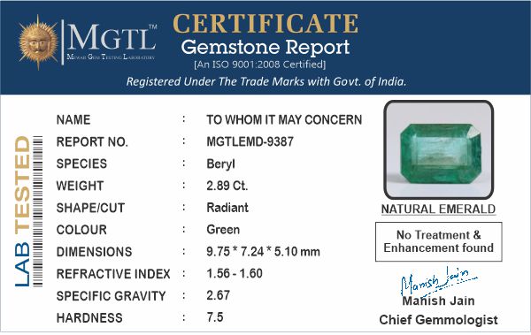 Zambian Emerald - 2.89 Carat Limited Quality EMD-9387