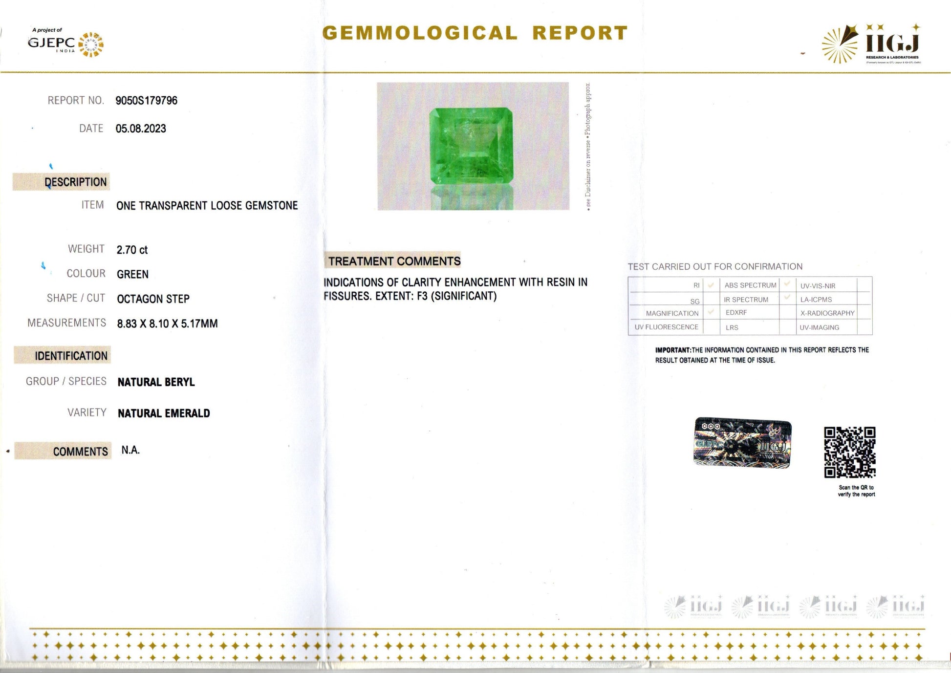 Emerald - 2.70 Carats