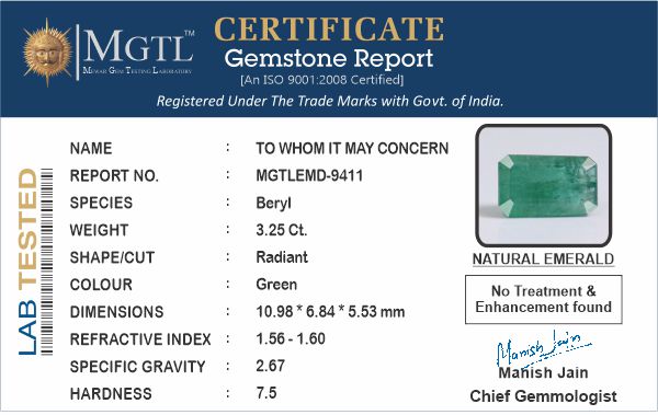 Emerald - 3.25 Carats