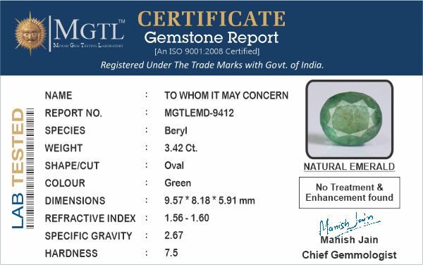 Emerald - 3.42 Carats