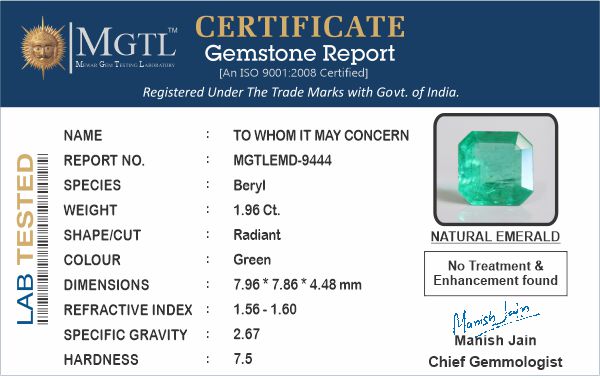 Emerald - 1.96 Carats