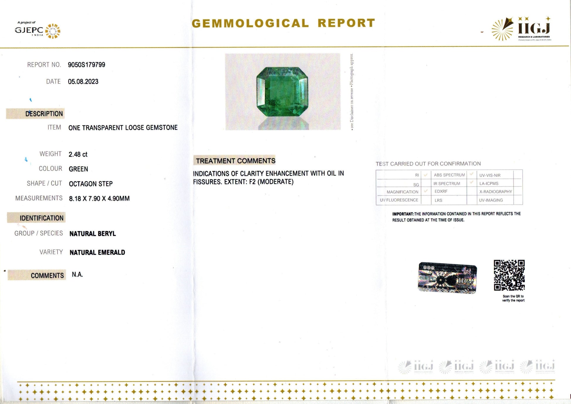 Zambian Emerald - 2.48 Carat Limited Quality EMD-9445