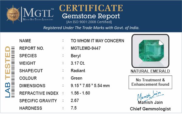Emerald - 3.17 Carats