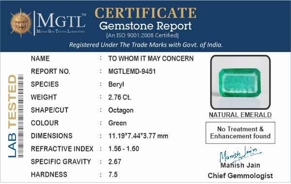 Emerald - 2.76 Carats