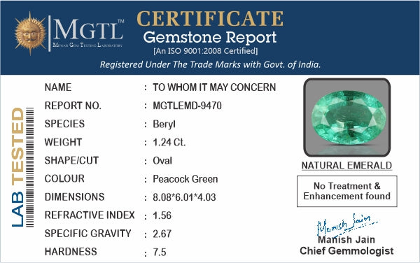 Colombian Emerald - 1.24 Carat Prime Quality EMD-9470