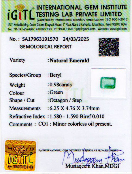 Emerald - 0.98 Carats