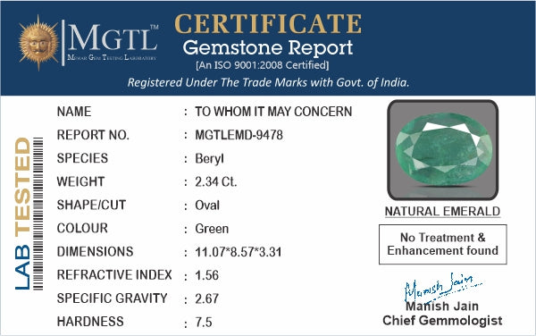 Zambian Emerald - 2.34 Carat Fine Quality EMD-9478