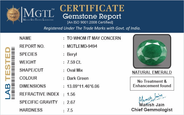 Emerald - 7.59 Carats