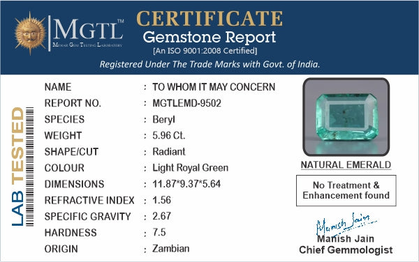 Emerald - 5.96 Carats