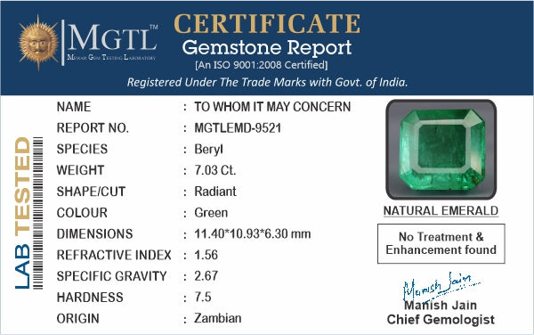 Emerald - 7.03 Carats