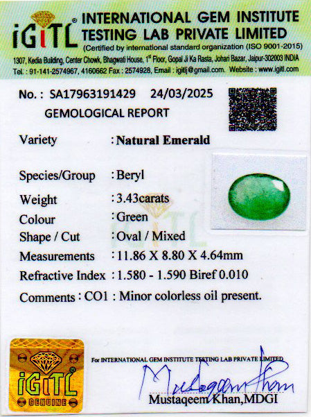 Emerald - 3.43 Carats