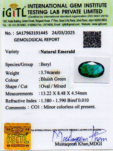 Emerald - 3.74 Carats