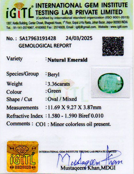 Emerald - 3.36 Carats