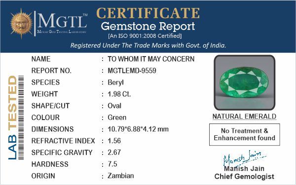 Emerald - 1.98 Carats
