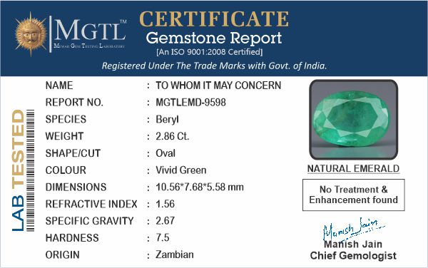 Emerald - 2.86 Carats