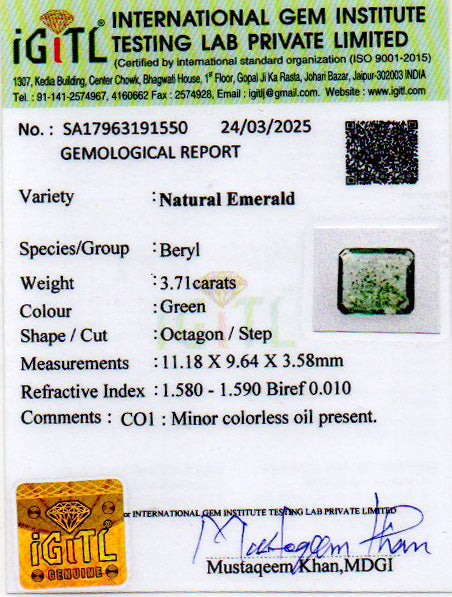 Emerald - 3.71 Carats