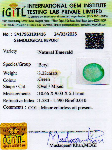 Emerald - 3.22 Carats