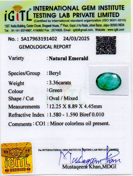 Emerald - 3.36 Carats