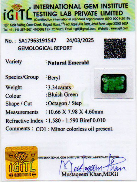 Emerald - 3.34 Carats