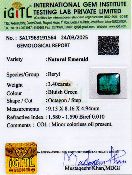 Emerald - 3.40 Carats
