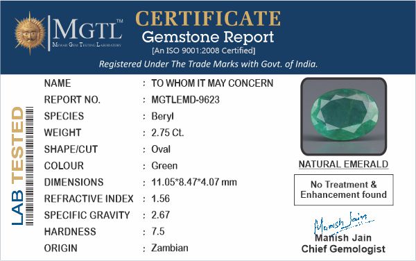 Emerald - 2.75 Carats