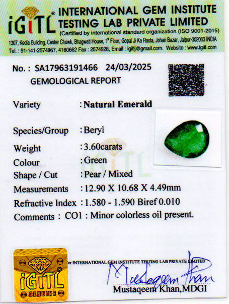 Emerald - 3.60 Carats
