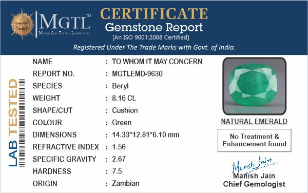 Emerald - 8.16 Carats