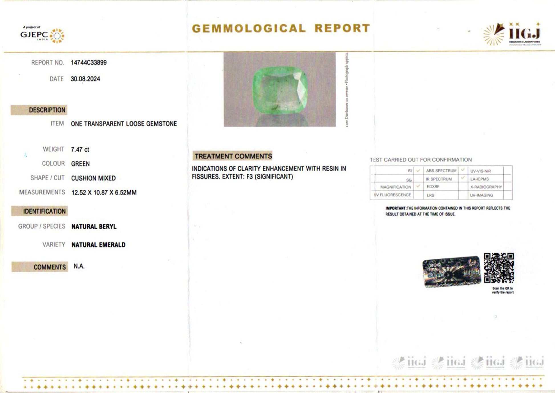 Emerald - 7.47 Carats
