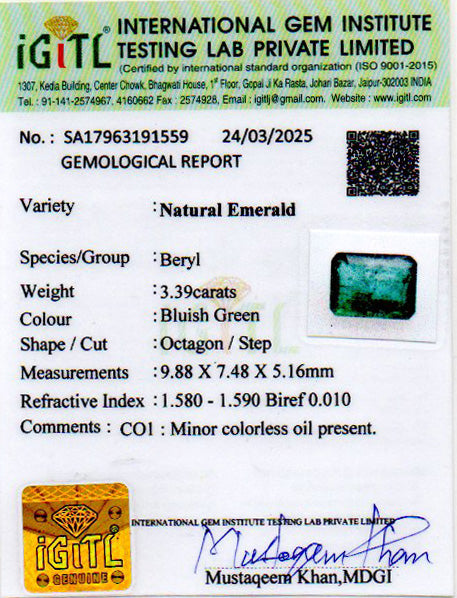 Emerald - 3.39 Carats
