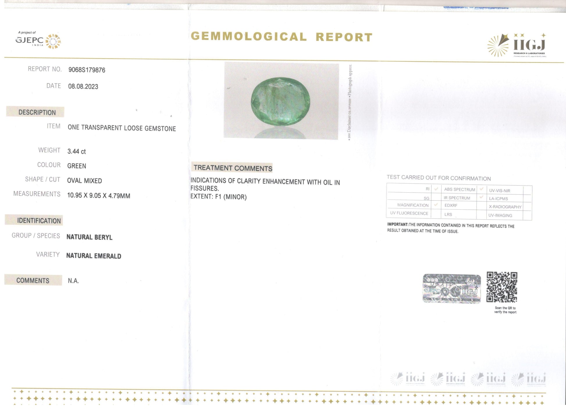 Emerald - 3.44 Carats