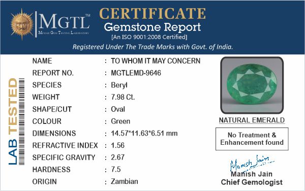 Emerald - 7.98 Carats