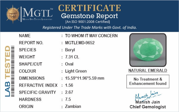 Emerald - 7.31 Carats