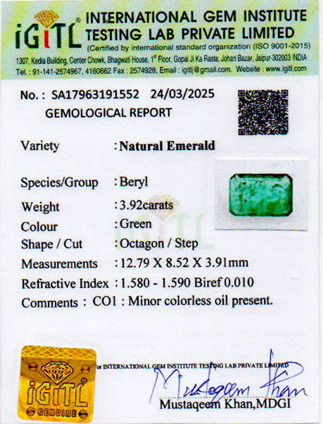 Emerald - 3.92 Carats
