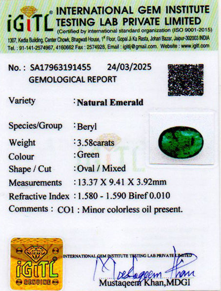 Emerald - 3.58 Carats