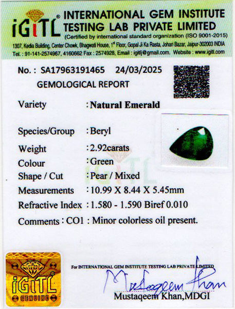 Emerald - 2.92 Carats