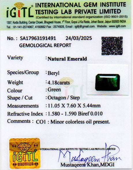 Emerald - 4.18 Carats
