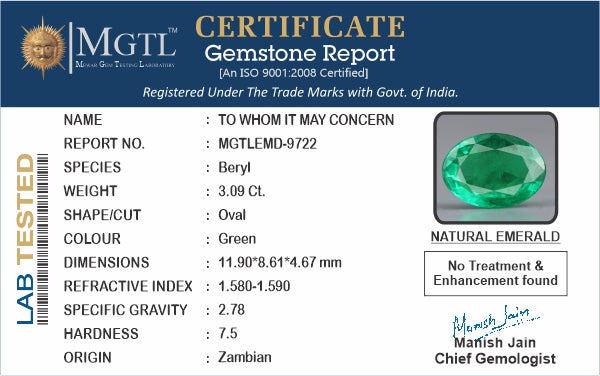 Emerald - 3.09 Carats